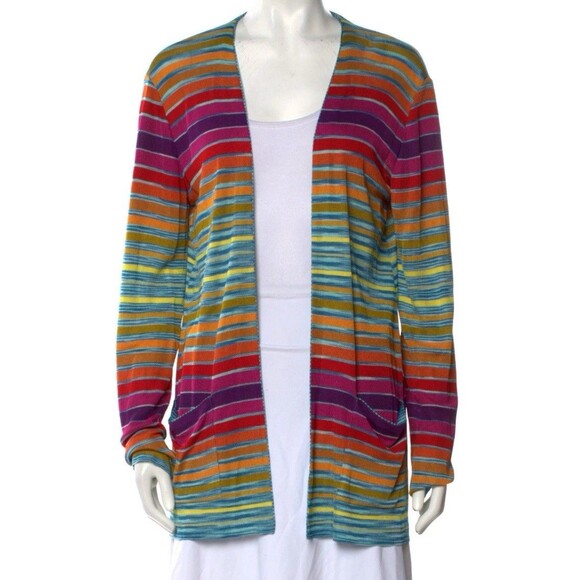 Missoni Italy Cardigan Sweater Tunic Top Set XL Striped Multicolor Luxury Resort - Picture 5 of 11